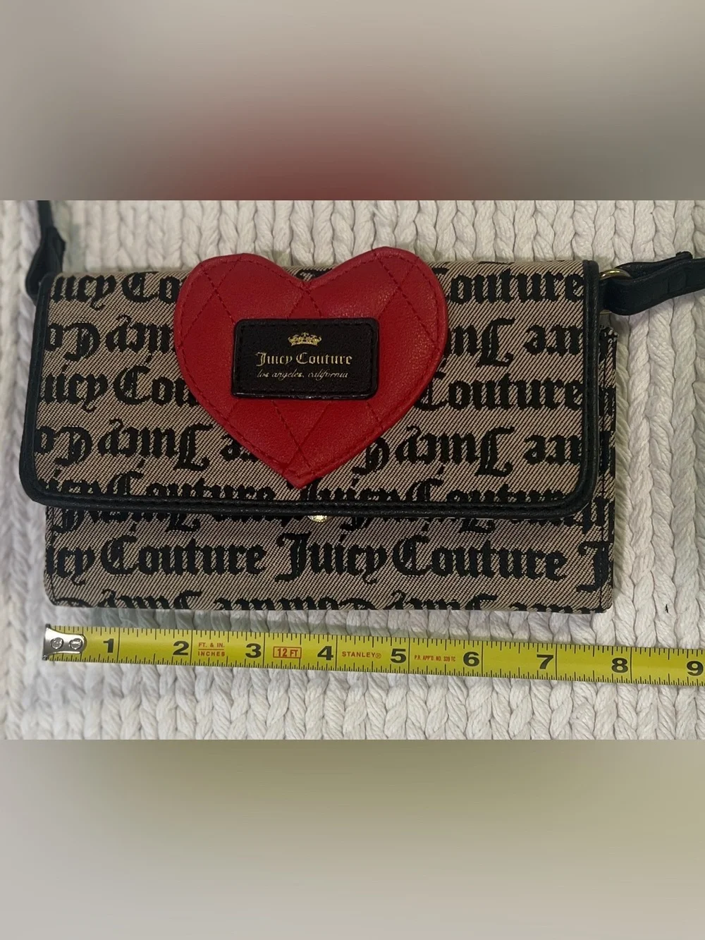 Juicy Couture Red Quilted Heart Script Logo Wallet